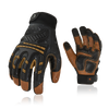 Vgo... Heavy Duty Work Gloves Men,Goat Leather,Water Repellent,Rigger Gloves,Anti-Vibration,Touchscreen (Brown,GA8954)