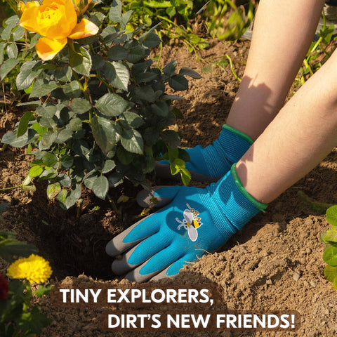 VGO 1/2/3 Pairs Kids Gardening Gloves Ages 3-9| Natural Latex Grip|Breathable Yard Work & DIY Safety Gloves, Machine Washable For Outdoor Play (KID-RB6013/KID-RB6026)