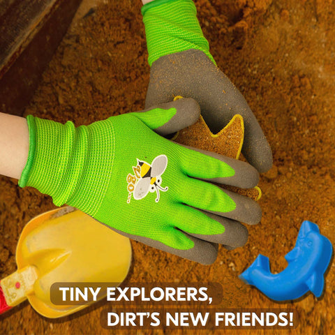 VGO 1/2/3 Pairs Kids Gardening Gloves Ages 3-9| Natural Latex Grip|Breathable Yard Work & DIY Safety Gloves, Machine Washable For Outdoor Play (KID-RB6013/KID-RB6026)