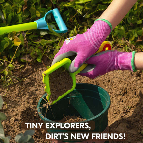VGO 1/2/3 Pairs Kids Gardening Gloves Ages 3-9| Natural Latex Grip|Breathable Yard Work & DIY Safety Gloves, Machine Washable For Outdoor Play (KID-RB6013/KID-RB6026)