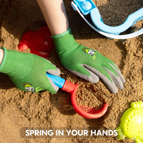 VGO 1/2/3 Pairs Kids Gardening Gloves Ages 3-9| Natural Latex Grip|Breathable Yard Work & DIY Safety Gloves, Machine Washable For Outdoor Play (KID-RB6013/KID-RB6026)