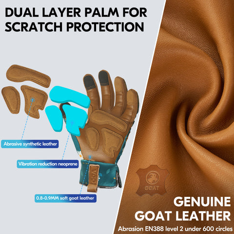 Vgo 1Pair Gardening Gloves for Women, Goatskin leather Thorn Proof Working Gloves for Weeding, Digging, Raking, Pruning and Planting,Touchscreen(GA7471/GA7476)
