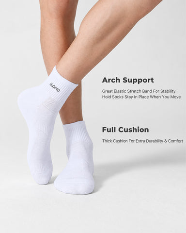 ILOND 6 Pairs Ankle Socks, Cushioned Athletic Running Socks, Low Cut Sports Socks for Men/Women