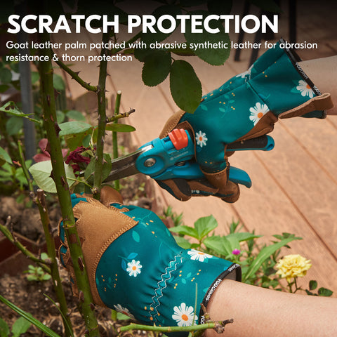 Vgo 1Pair Gardening Gloves for Women, Goatskin leather Thorn Proof Working Gloves for Weeding, Digging, Raking, Pruning and Planting,Touchscreen(GA7471/GA7476)
