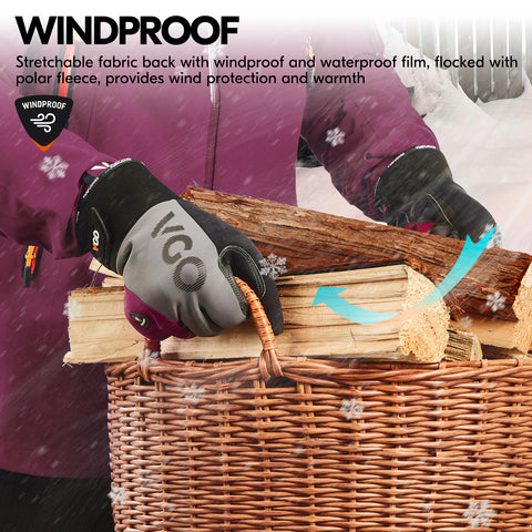 VGO 1Pair -20℃/-4°F Warm Winter Mechanic Gloves, Cold Weather Waterpro