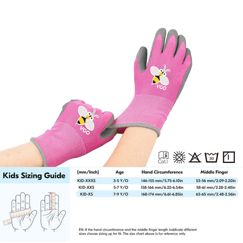 VGO 1/2/3 Pairs Kids Gardening Gloves Ages 3-9| Natural Latex Grip|Breathable Yard Work & DIY Safety Gloves, Machine Washable For Outdoor Play (KID-RB6013/KID-RB6026)