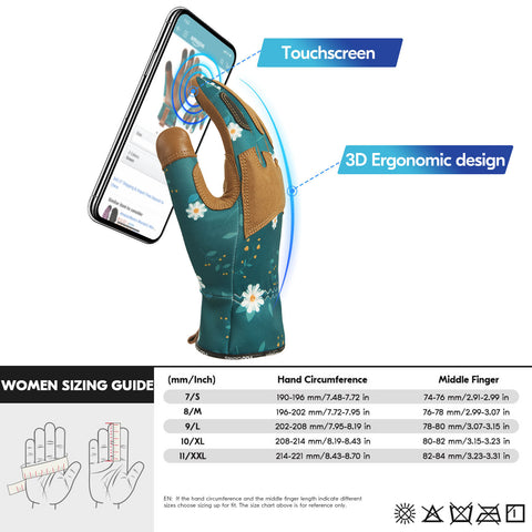 Vgo 1Pair Gardening Gloves for Women, Goatskin leather Thorn Proof Working Gloves for Weeding, Digging, Raking, Pruning and Planting,Touchscreen(GA7471/GA7476)