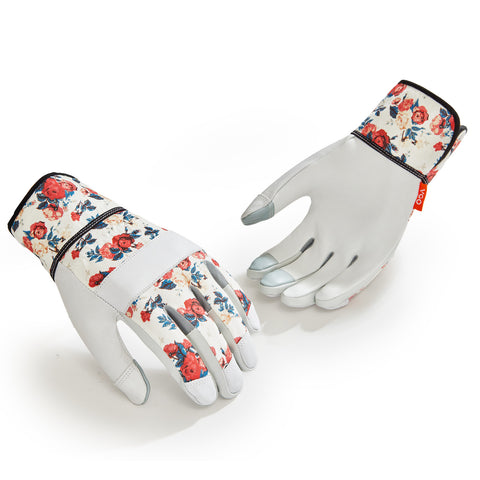 VGO 1 Pair Premium Genuine Goat Leather Puncture Resistant Palm and Fingertips Gardening Gloves For Women(GA3561/GA7454)