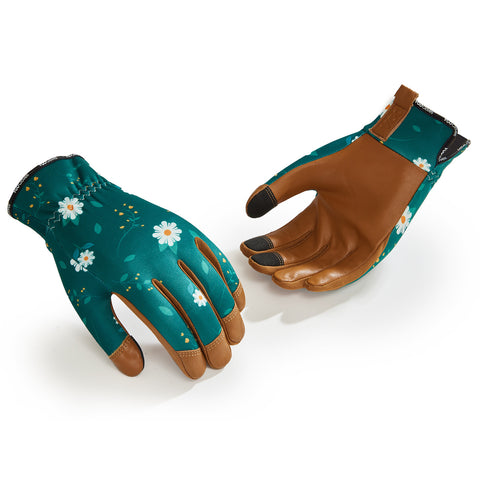 Vgo 1Pair Gardening Gloves for Women, Goatskin leather Thorn Proof Working Gloves for Weeding, Digging, Raking, Pruning and Planting,Touchscreen(GA7471/GA7476)