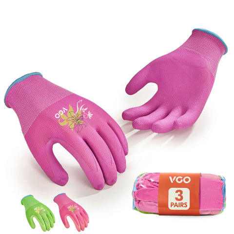 VGO 2/3/5 Pairs Women’s Gardening Gloves -Nitrile/Latex Coated, Machine Washable & Breathable for Outdoor,DIY, Ranch,Camping | Flexible Fit, Value Bundle with Color Choices (NT2110-P/RB6013-P/RB6026-G/RB6026-BR)