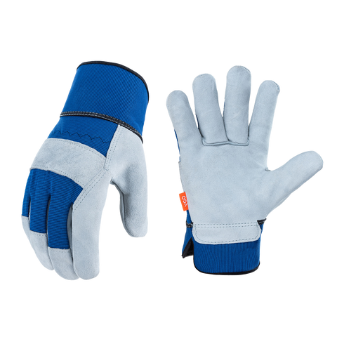 Airgas - PIP84-7632/XL - Protective Industrial Products X-Large Blue  Shoulder Split Leather Palm Gloves With Canvas Back And Gauntlet Cuff