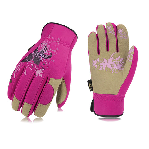 VGO 1-Pair Ladies' Synthetic Leather Gardening Gloves, Breathable & Gr
