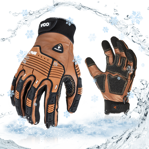 VGO 1 Pair -20℃/-4°F COLDPROOF, Winter Work Leather Gloves, Mechanics