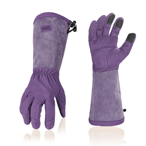 extra large mens gardening gloves Vgo 1Pair Men/Women's Extra-Long Leather Gardening Gloves, Gauntlet wi