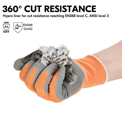 ANSI Level 3 cut resistant gloves safety glasses work surface