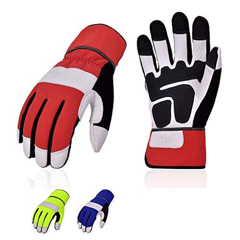 VGO 1/ 3 Pairs High Dexterity Soft Genuine Goat Leather Work Gloves (H