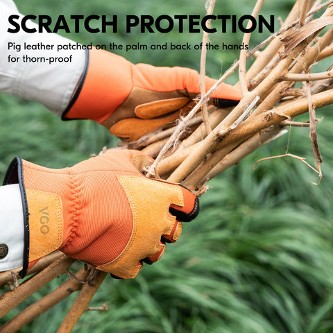 mens large gardening gloves VGO Gardening Gloves Men, Safety Work Gloves, Puncture-proof, Thornpro