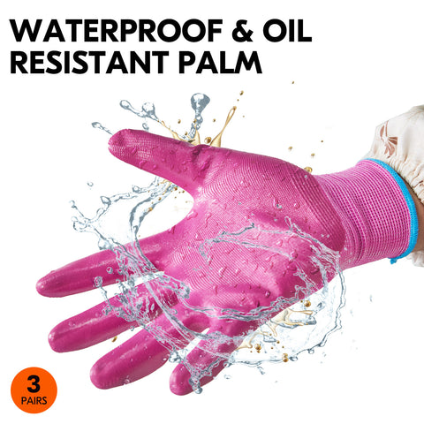 silicone gardening gloves Vgo Ladies' Nitrile Coating Gardening and Work Gloves(3Colors,NT2110)