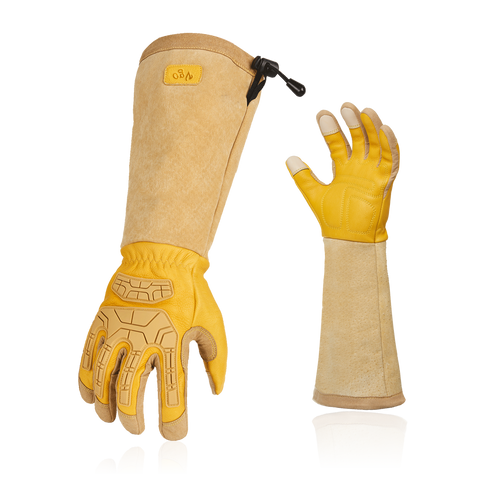VGO 1 Pair Premium Cow Grain Leather Extra long Cuff Thornproof Anti