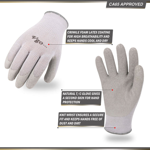 2nd skin gardening gloves VGO 10 Pairs Latex Coating Gardening and Work Gloves(Grey Coat,SK2102-